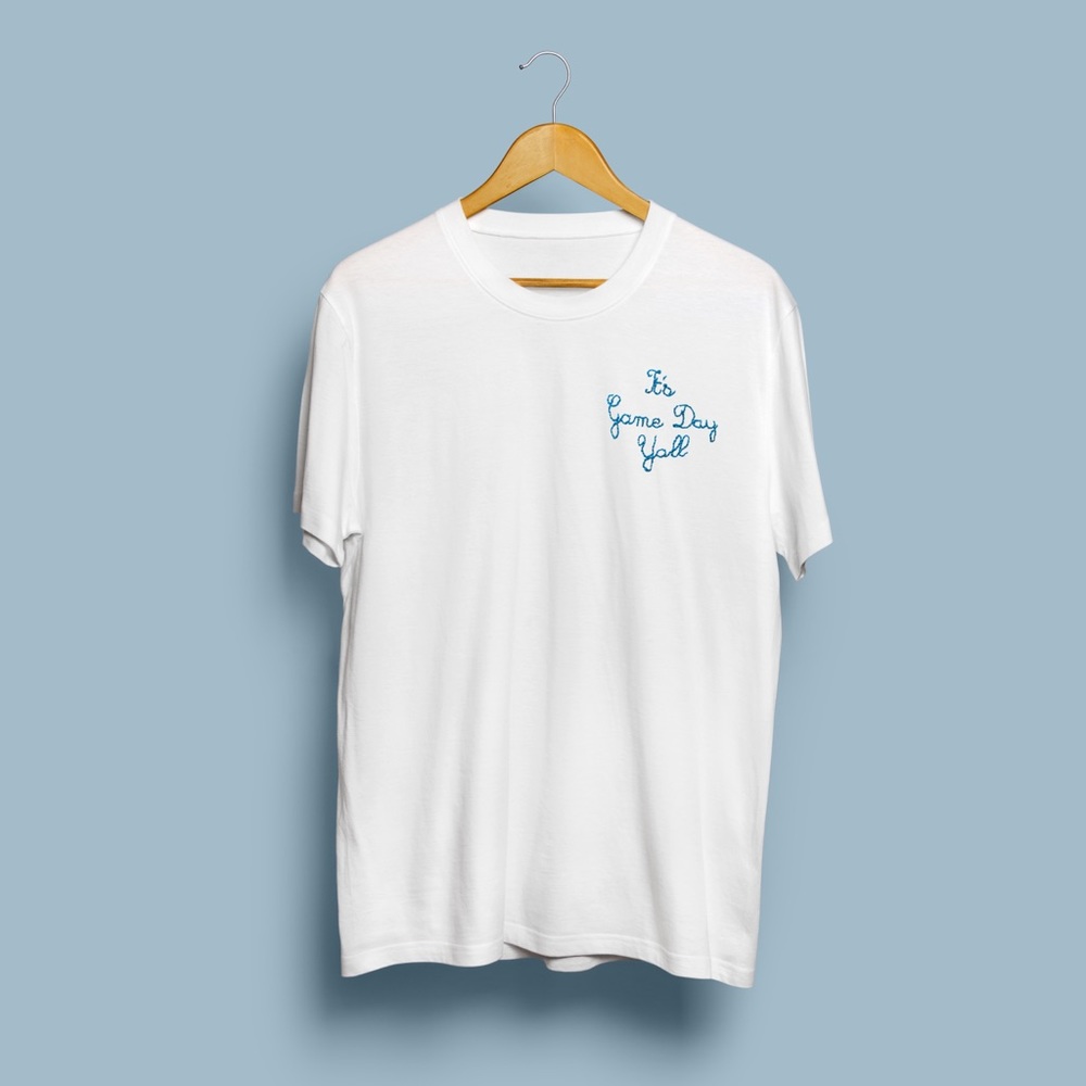 Embroidered “ITS GAME DAY YALL” Handmade Tee - Picture 2 of 5